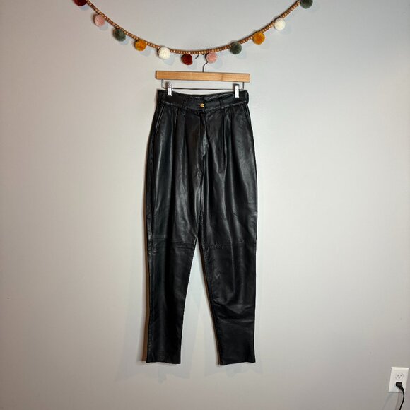 Vtg Andre Leather Garments black leather pants - Picture 1 of 4